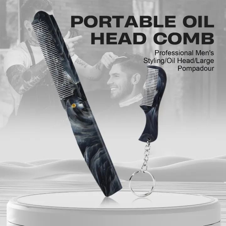 Marble%20Pattern%20Plastic%20Foldable%20Beard%20Mustache%20Comb%20Fine%20Tooth%20Folding%20Hair%20Comb%20Travel%20Portable%20Mini%20Beard%20Comb%20With%20Key%20Chain%20-%20Image%203