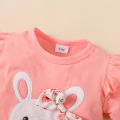 3PCS Baby Girl Clothes Outfits for 0-18 Months Ruffled Sleeve Lovely Rabbit Bodysuit+Flower Shorts+Headband Summer Casual Wear. 