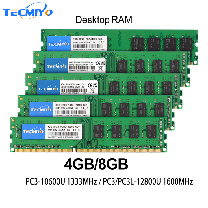 Lot De 4 Barrettes RAM DDR3 1333MHz PC3-10600U - 32 Go (4x8 Go) Ou 4 Go, Non-ECC, Pour PC Fixe