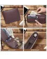 Men's Wallet Pu Leather Brown Business Card Holder Case Short Coin Purse 2023 Money Bag. 