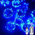 LED Curtain String Lights Christmas Garland Decor Fairy Light 8 Modes USB Remote Control Wedding Holiday Party for Bedroom Home. 