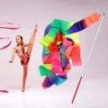 2M/4M Rhythmic Gymnastics Equipment Stick Twirling Dance Ribbons Rainbow Color Sparkling Performance Props for Art Dances. 