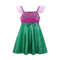 Children's Casual Dress for Girls Mermaid Rapunzel Dress One-Shoulder Sling Short Sleeve Princess Costume Summer Casual Vest.
