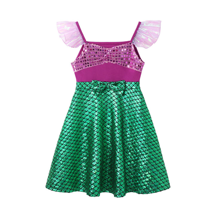Children's%20Casual%20Dress%20for%20Girls%20Mermaid%20Rapunzel%20Dress%20One-Shoulder%20Sling%20Short%20Sleeve%20Princess%20Costume%20Summer%20Casual%20Vest%20-%20Image%203