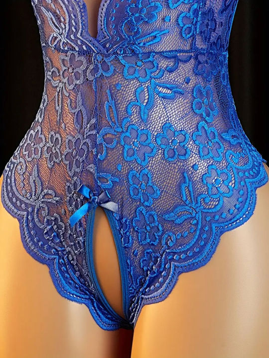 Women's%20Plus%20Size%20Swimwear%20Erotic%20Bikini%20Lingerie%20Sexy%20Crotchless%20Lace%20Hollow%20Bodysuit%20Bikinis%20Set%20V%20Neck%20Open%20Bra%20Mini%20Swimsuit%20-%20Image%205