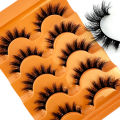 New Cat Eye Lashes 5D Fluffy Faux Mink Lashes 8D Volume Wispy Long Lashes Fake Eyelash Russian Strips 5 Pairs Pack Makeup. 