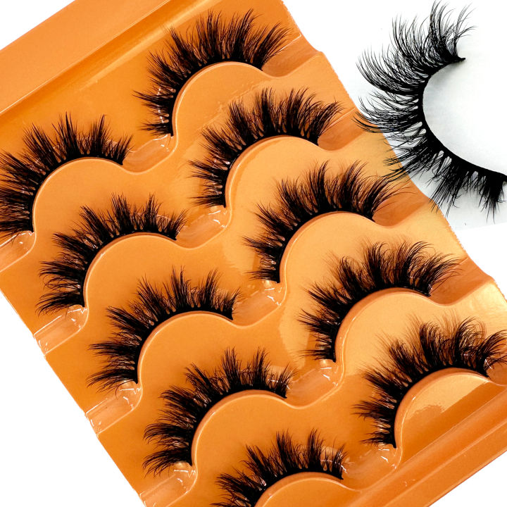 New%20Cat%20Eye%20Lashes%205D%20Fluffy%20Faux%20Mink%20Lashes%208D%20Volume%20Wispy%20Long%20Lashes%20Fake%20Eyelash%20Russian%20Strips%205%20Pairs%20Pack%20Makeup%20-%20Image%202