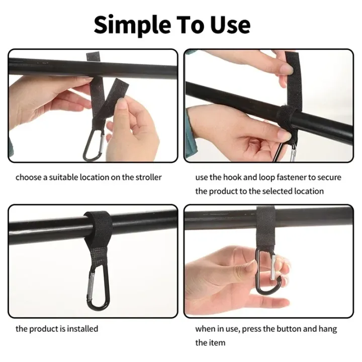 2/3/5pcs%20Baby%20Stroller%20Hook%20Strollers%20Accessory%20Aluminum%20Alloy%20Hooks%20Hook%20and%20Loop%20Fasteners%20Diaper%20Bag%20Hanger%20Organizer%20Hook%20-%20Image%205