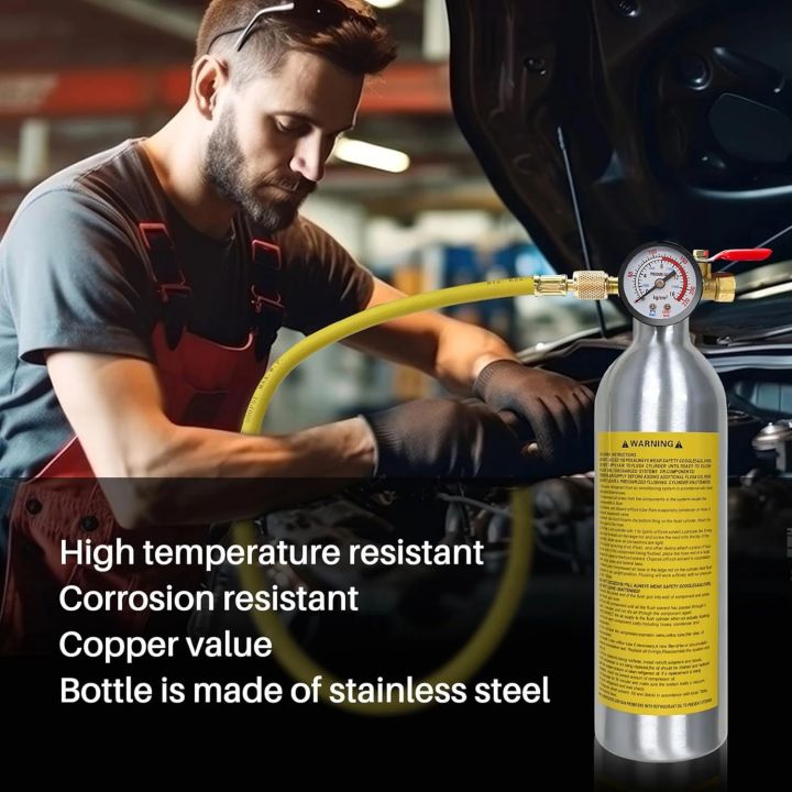 Air Conditioning Flushing Kit, Car Air Conditioning Pipe Cleaning Tool Set, R134A Air Conditioning System Flushing Kit