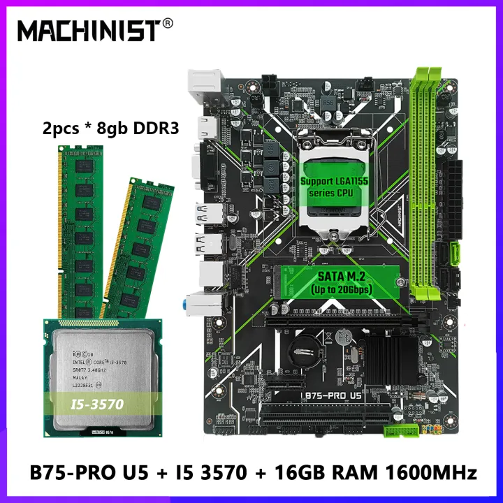 MACHINIST B75 PRO U5 Motherboard Optional LGA 1155 Core I5 3570 CPU Kit and DDR3 16GB 1600MHz RAM Set NGFF M.2