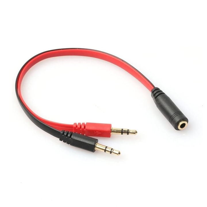 3.5mm Female to 2 Male Headphone Mic Audio Splitter Jack Cable Headset Adapter Kit Mutual Convertors for PS4,Xbox One S,Tablet,Mobile Phone,PC Gaming Headsets New Version Laptop Black and Red
