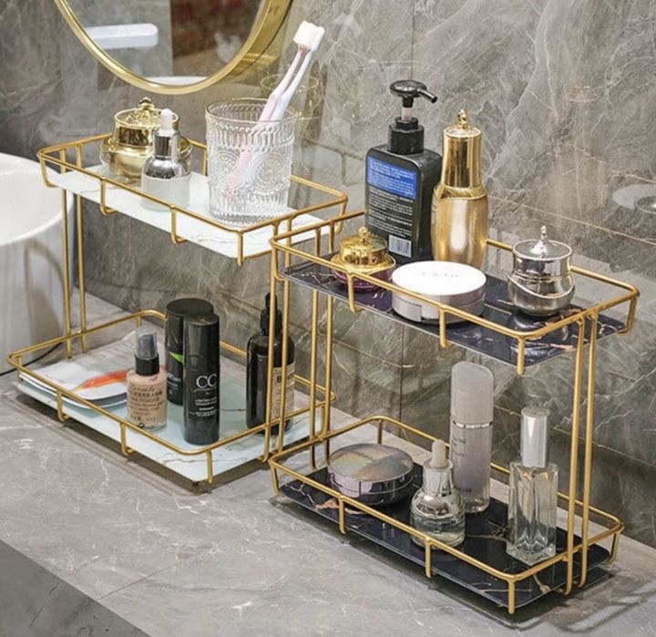2 Teir cosmatics organizer tray and table tray for serving