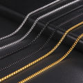Skyrim Fashion 60cm Long Box Chain Necklace Men Stainless Steel Black Gold Color Link Chains Basic Punk Jewelry Wholesale.