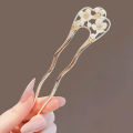 U자비녀 Pearl Flower Hairpin New Chinese Modern Simple Updo U-shaped Hairpin Hanfu Hair Accessory Hula Girl Hair Accessories 2025. 