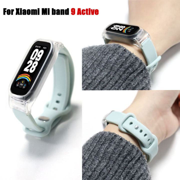 PC Case+Silicone Strap for Xiaomi Mi band 9 Active Smart Watch Full Cover Screen Hard Bumper Protector Shell and Soft Sport Band