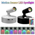 Adjustable LED Spotlights with Remote Rechargeable Motion Sensor Night Light RGB Bedroom Bedside Wall Lamp Spot Light Room Decor. 