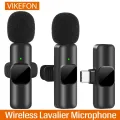 Wireless Lavalier Microphone Portable Audio Video Recording Mini Megaphone for iPhone Android Live Broadcast Gaming Phone Mic. 