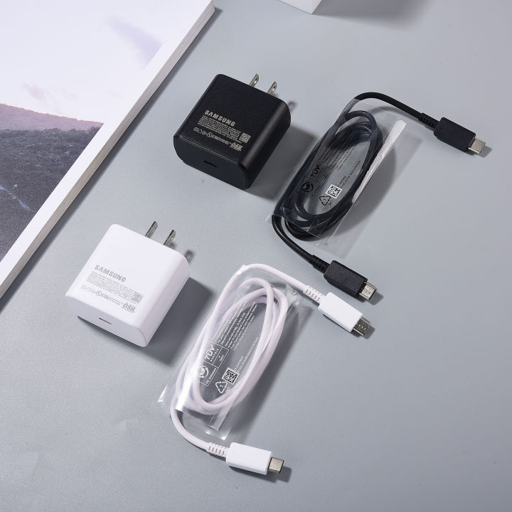 45W Samsung PD Supercharge Adapter for Galaxy S25 S24 S23 Ultra Plus C55 M55s F55 F56 Power Wall Charger 1M 5A USB C to C Cable