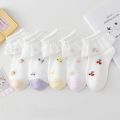 5Pairs/Set Children's Cotton Boneless Socks Princess Lace Ruffle Mesh Breathable Socks Kids Printed Dance Short Sock 1-15 Years.