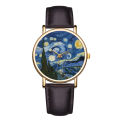Fashion Oil Painting Watches Women Simple Arabic Numerals Quartz Wristwatch for Women Leather Band Casual Ladies Clock . 