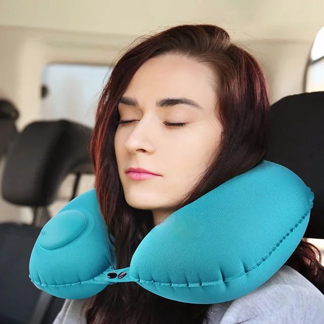 U-Shape Travel Pillow Air Inflatable Pillows Folding Press Type