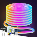 RGB Neon Led strip Lights, 12V 108LEDS/M IP68 Silicoen Neon Rope Light with music SYNC ,16millon Color For ROOM party. 
