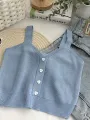 HELIAR Women Button Up Crop Tops Cute Knitted Soft Beach Outwear Tank Tops For Women 2024 Summer Plain Tops. 