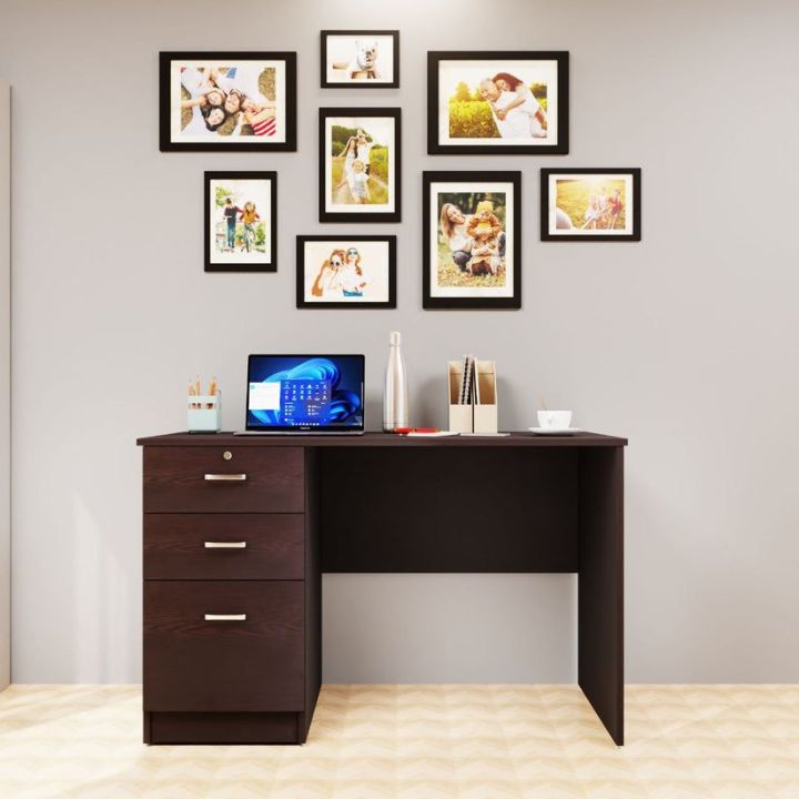BM-Furniture wood Desk/Study Table(Suede Finish, Frosty White/brown (Hx30)(Lx48)(Dx20)