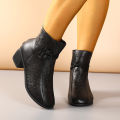 2025 Summer New Women's Fashion Hollow-Out Soft Sole Mid-Heel Ankle Boots, Retro Breathable Comfortable Shoes. 
