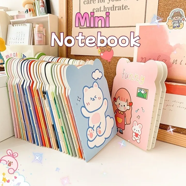 Aesthetic Cute Notebook Kawaii Cartoon Pocket Journal for Girls Raised Portable Idea for Diary ...