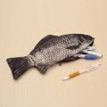 Realistic Fish Shape Make-up Pouch Pencil Bag Carp Humorous Ball Pen Ball-point Case with Zipper Back To School Students. 