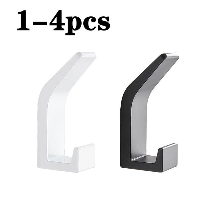 No Drilling Double Hook Black White Towel Hook Clothes Coat Hanger Holder Bathroom Clothes Robe Hook Bathroom Kitchen Accessorie
