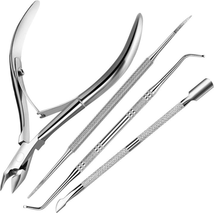 Cuticle Nippers and Cutter Kit, Ingrown Toenail File, Triangle Nail Polish Remover Cuticle Pusher Trimmer Stainless Steel Manicure Tools Set for Fingernails and Toenails