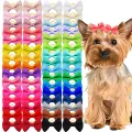 20pcs Cute Pet Dog Hair Bows Solid Grooming Bows with Rubber Band Gifts for Small Dogs Hand-made Headwear Dog Supplies. 