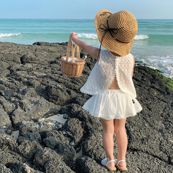 Girls%202024%20Summer%20Clothing%20Sets%20Hollow%20Lace%20Suit%20Baby%20Casual%20Sleeveless%20T-shirt+Shorts%20Kids%20Clothing%20Sets%20Baby%20Clothes%20Outfits%20-%20Image%204
