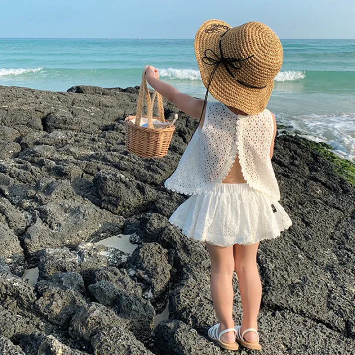 Girls%202024%20Summer%20Clothing%20Sets%20Hollow%20Lace%20Suit%20Baby%20Casual%20Sleeveless%20T-shirt+Shorts%20Kids%20Clothing%20Sets%20Baby%20Clothes%20Outfits%20-%20Image%204