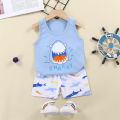 Kids Cartoon Vest+Shorts Clothes Set Summer Boys Girls Soft Cotton Nightwear T-Shirts Shorts Pajama Suit  Casual Sport Clothing. 