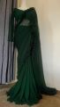 Frills Saree With Matching Blouse Piece For women. 