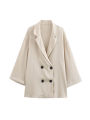2024 Autumn Women Casual Blazer Coat Pants Set Long Sleeve Double Breasted Blazer + Wide Leg Trousers Lady Office Outfit.