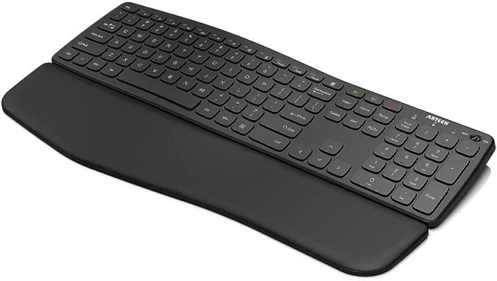 Arteck HB 323 Universal Wave Ergonomic Keyboard with Palm Rest Multi-Device Full Size Wireless Bluetooth Keyboard for Windows, Android, Computer Desktop Laptop Surface Tablet Smartphone