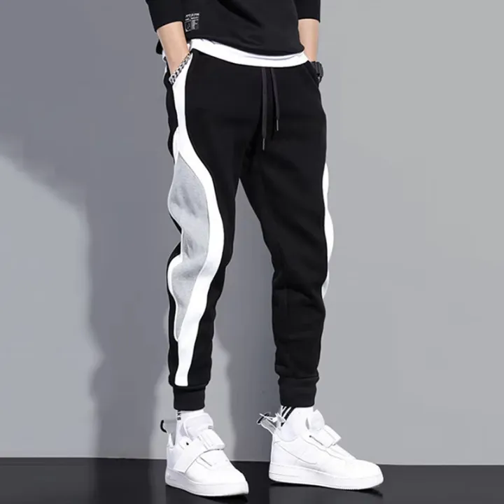 Autumn%20Men's%20Wide%20Loose%20Casual%20Pants%20Mens%20Patchwork%20Nine-point%20Sports%20%20Elastic%20Rope%20Breathable%20Tie-foot%20Trousers%20-%20Image%202