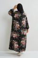 Muslim Dresses Women Maxi Dresses Mujer Vestidoes Female Loose Dresses Full Sleeve Printed Floral Casual Robe Long Dress.