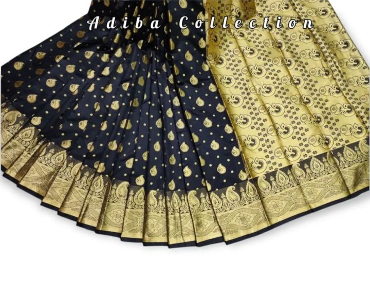 Silk semi katan saree for women/tangail silk saree/black semi katan saree