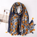 2024 Designer Brand Women Scarf Classical Print Lady Shawls Cotton Feeling Soft Oversize Hijabs Neck Headband Tassel Foulard.