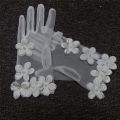 Korean Simple Short White Transparent Mesh Flower Pearl Wedding Dresses Gloves For Bride Evening Parties etiquette Accessories.