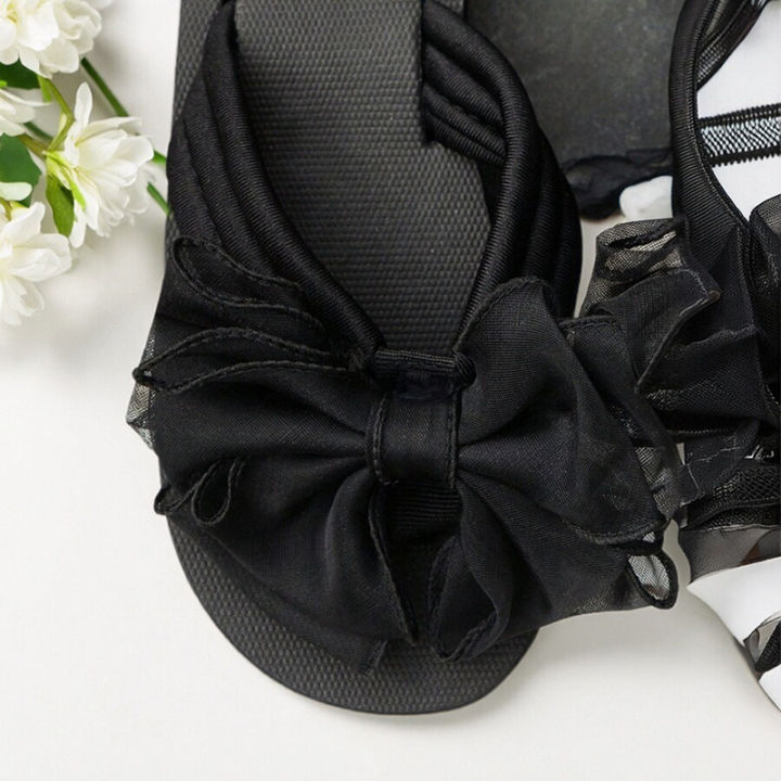 Black%20Mesh%20Bowknot%20Wedge%20Heel%20Flip%20Flops%20Woman%20Comfortable%20Lightweight%20Clip%20Toe%20Beach%20Slippers%20Woman%20Plus%20Size%2043%20Vacation%20Slide%20-%20Image%205