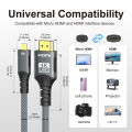 4K@60Hz Micro/Mini HDMI to HDMI Cable Braided HDMI-compatible Male to Male Bi-Directional 2.0Cord 18Gbps for Camera Monitor. 