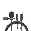 Portable 1.5m Lavalier Mini Microphone Type C Condenser Clip-on Lapel Mic Wired Usb USB-C 3.5mm Microfon for Mac Laptop PC Phone.