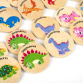 Children Wooden Toy Memory Find The Same Dinosaur Matching Jigsaw Puzzle Game Montessori Baby Educational Toys For Kids. 