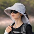 Summer Hat Women Outdoor UV Anti Neck Protection Sun Visor men Fishing Hiking Wide Brim Shawl Sunscreen Ponytail Cap undefine. 